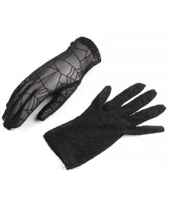 Banned Black Widow Spiderweb Gloves Black