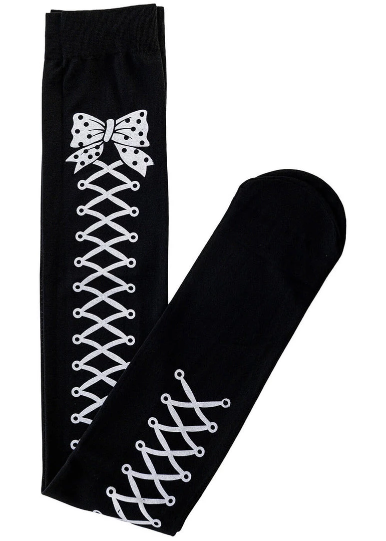 New In Banned Lace Up Socks Black