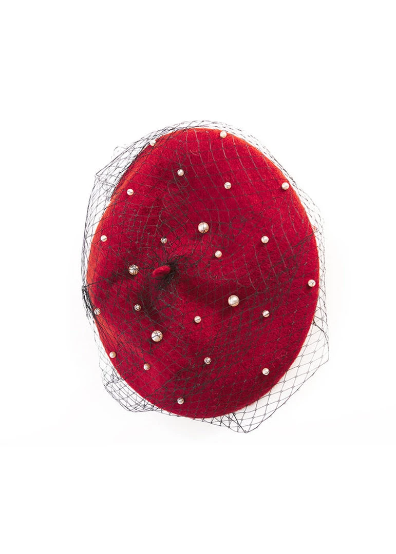 Banned Maggie Pearl 50's Beret Burgundy New In