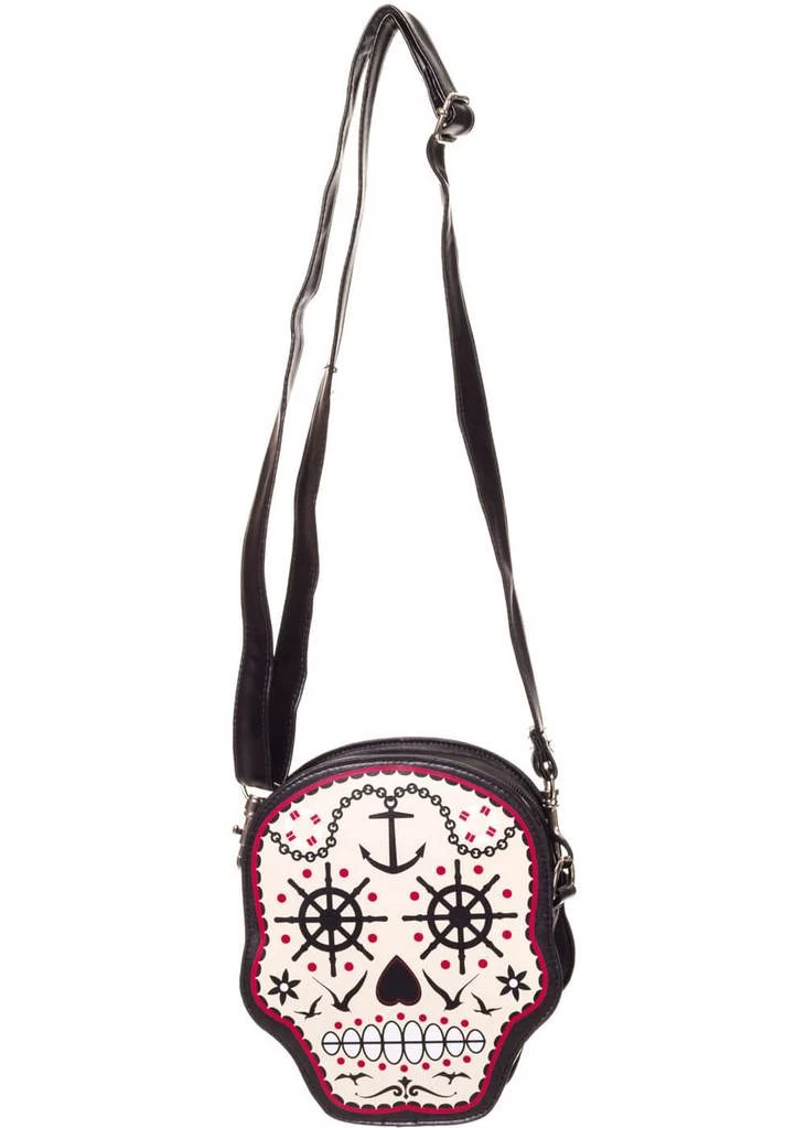 New In Banned Sailor Skull Bag Black