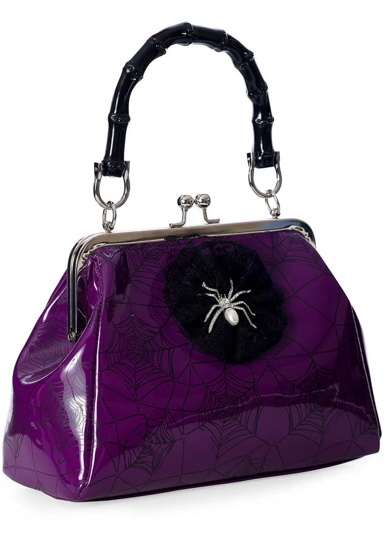 Banned Killian Spiderweb Handbag Purple New In