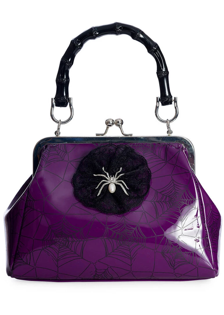 Banned Killian Spiderweb Handbag Purple New In