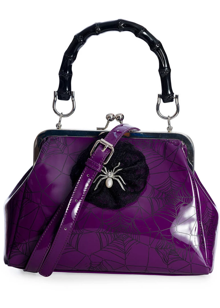 Banned Killian Spiderweb Handbag Purple New In