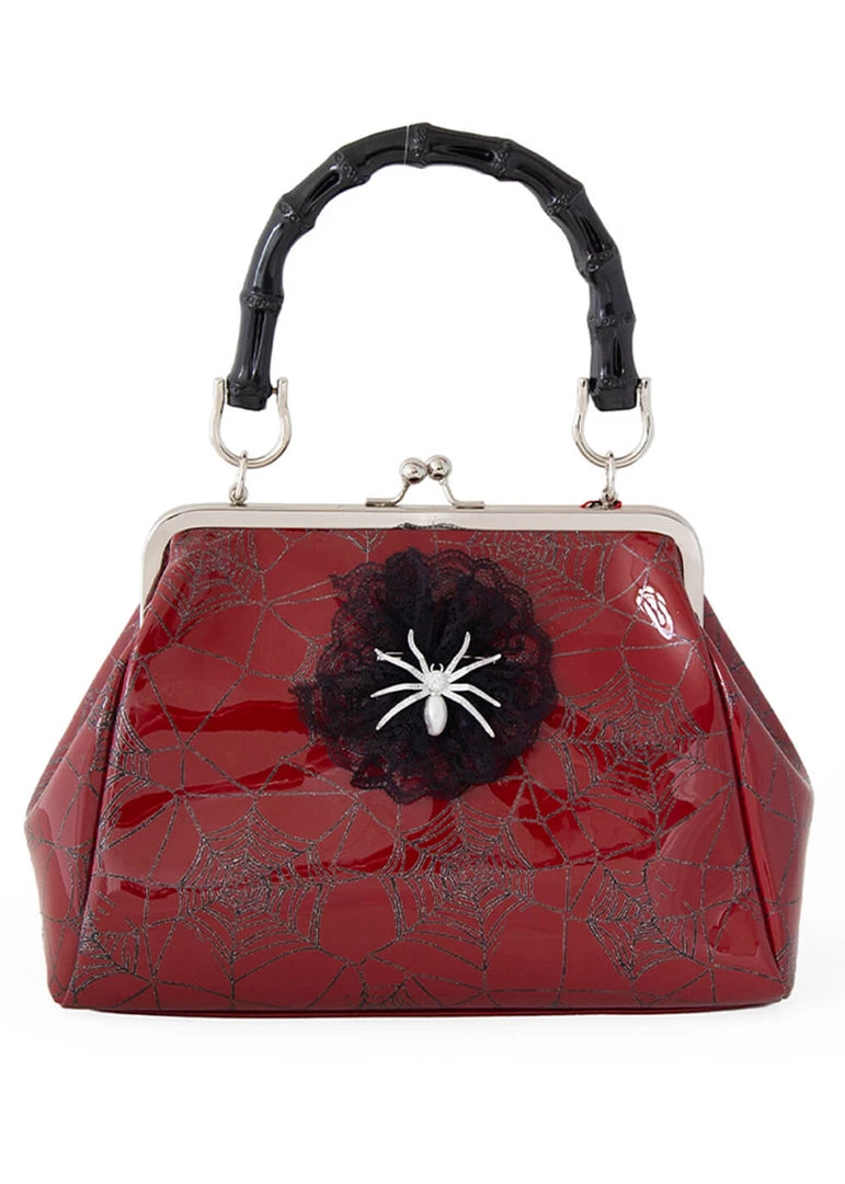 New In Banned Killian Spiderweb 50's Handbag Red