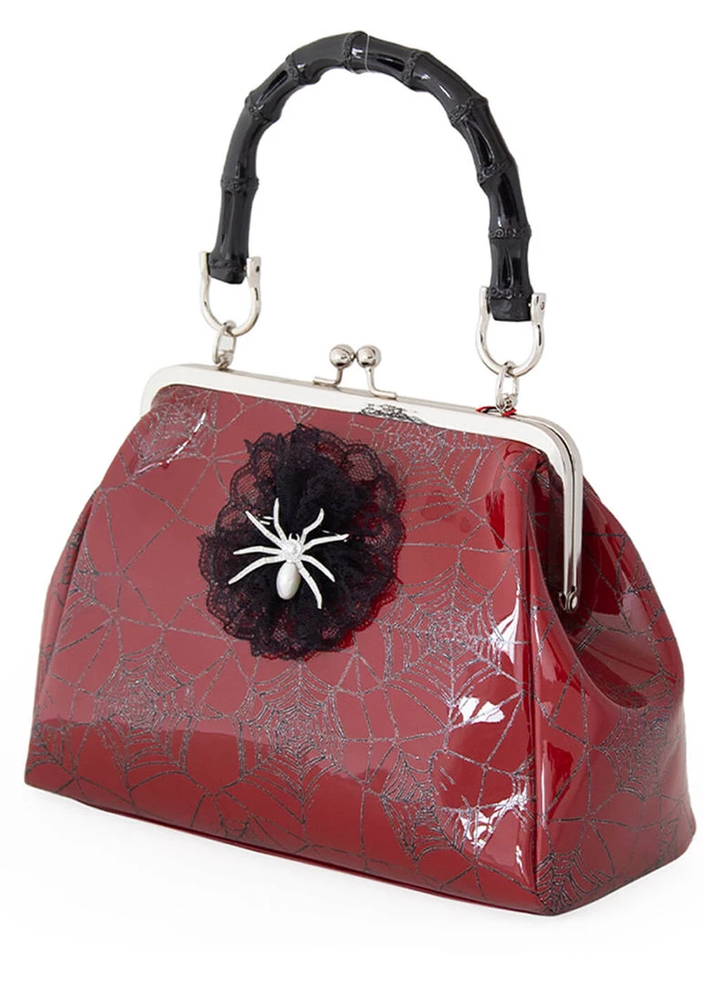 New In Banned Killian Spiderweb 50's Handbag Red