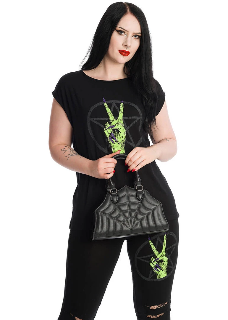 New In Banned Sirin Spiderweb Handbag Black