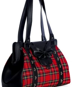 Banned Krampus Tartan Skull Bag Red New In