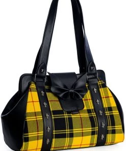 Banned Krampus Tartan Skull Bag Yellow New In