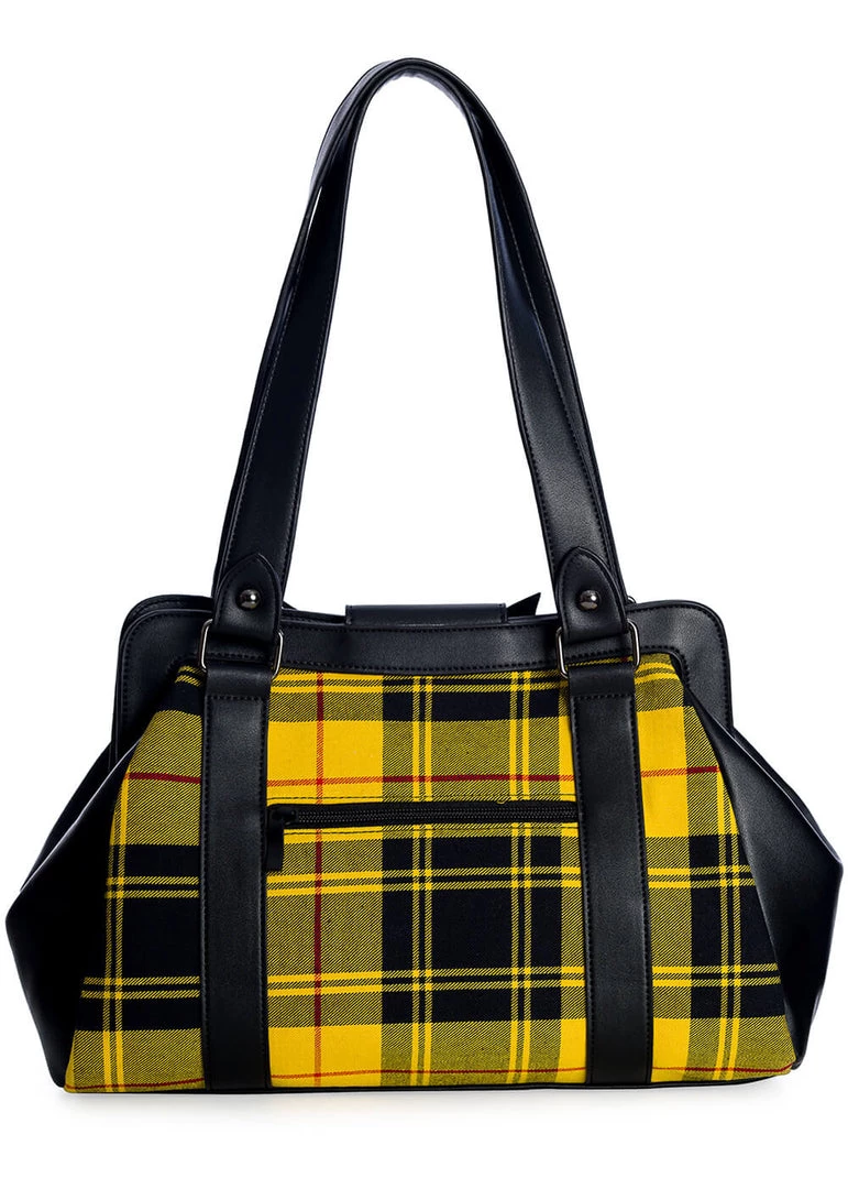 Banned Krampus Tartan Skull Bag Yellow New In