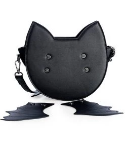New In Banned Wendigo Bat Cat Shoulderbag Black