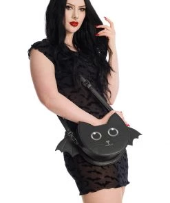 New In Banned Wendigo Bat Cat Shoulderbag Black