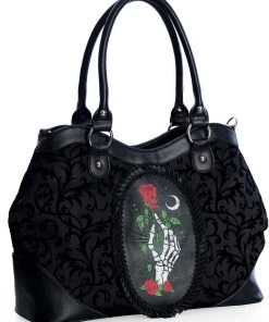 New In Banned Ishtar Skeleton Rose Bag Black
