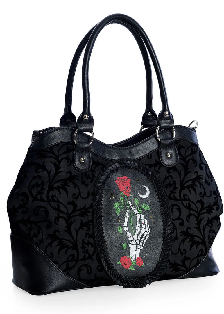 New In Banned Ishtar Skeleton Rose Bag Black
