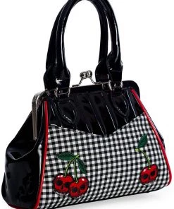Banned Rockabilly Cherry 50's Handbag Black New In