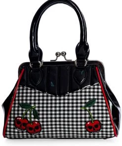 Banned Rockabilly Cherry 50's Handbag Black New In