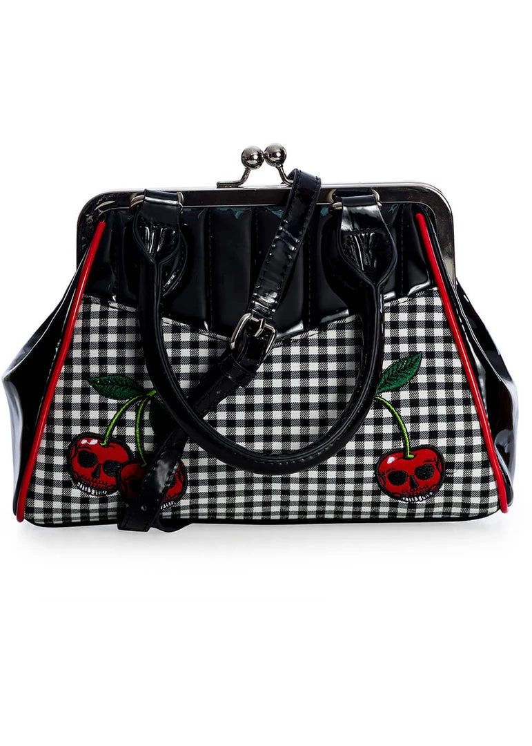 Banned Rockabilly Cherry 50's Handbag Black New In