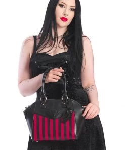 Banned Another Lost Soul Striped Handbag Black Red