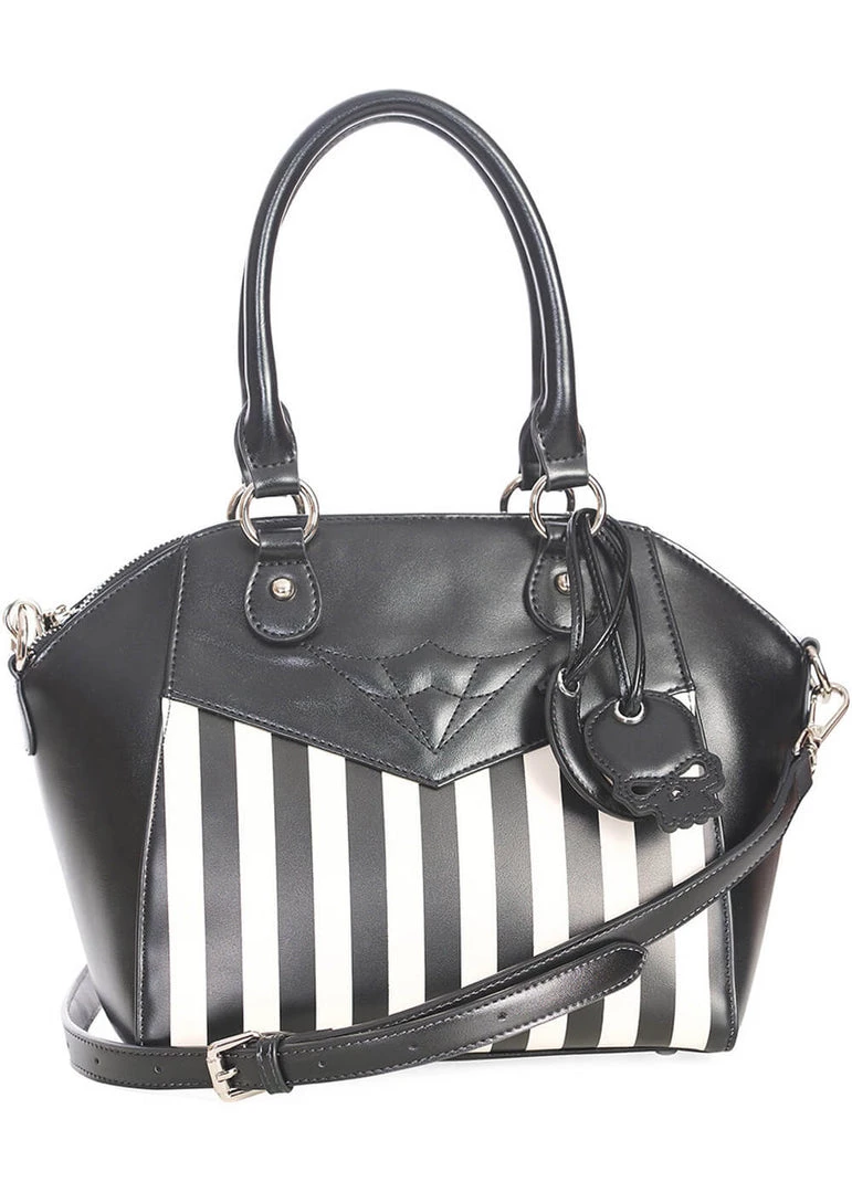 Banned Another Lost Soul Striped Handbag Black White New In