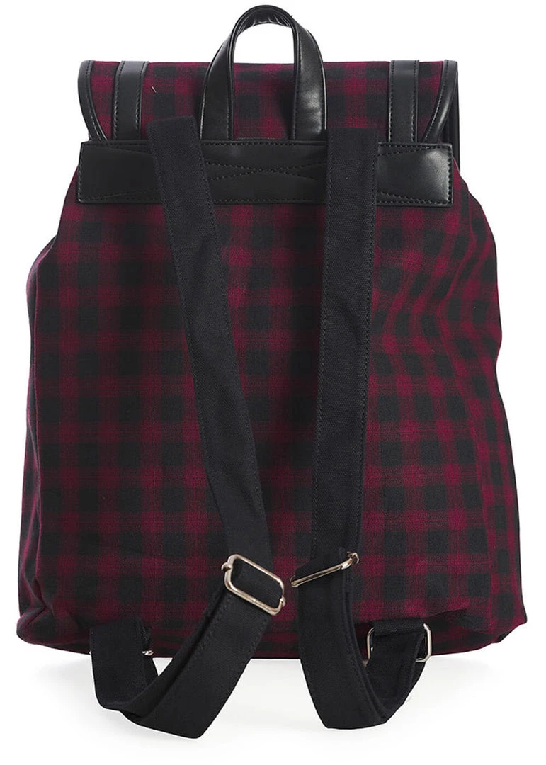 Banned Yami Check Backpack Burgundy New In