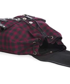 Banned Yami Check Backpack Burgundy New In