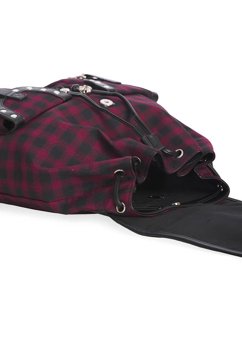 Banned Yami Check Backpack Burgundy New In