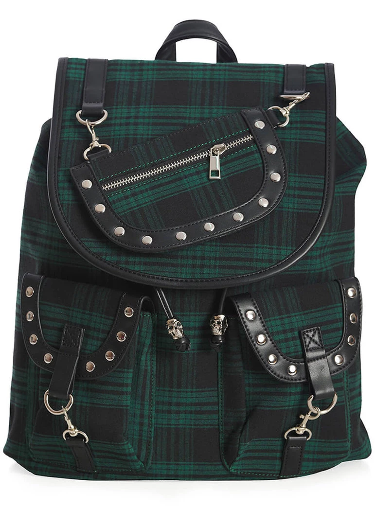 Banned Yami Check Backpack Green