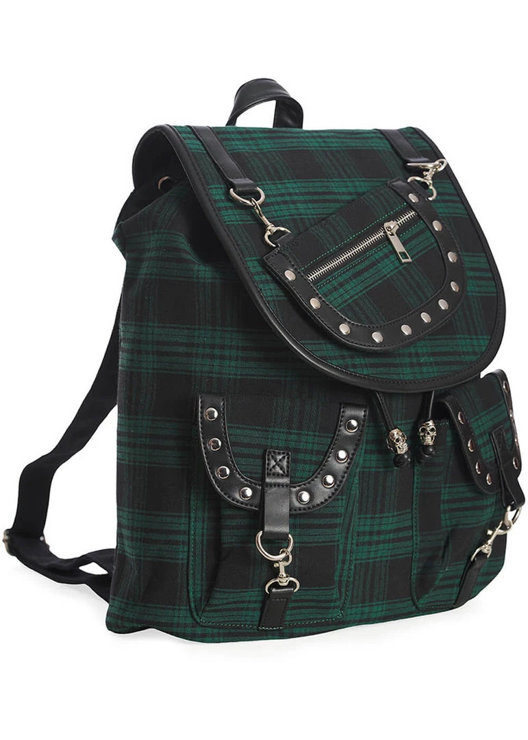 Banned Yami Check Backpack Green