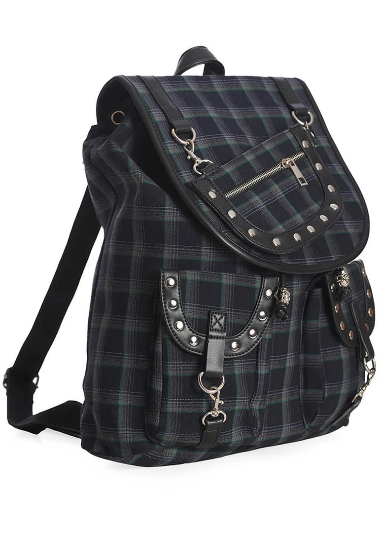 Banned Yami Check Backpack Grey New In