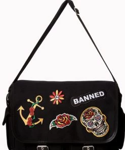 Banned Rockabilly Icons Shoulder Bag Black