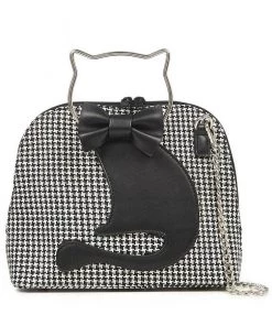 Banned Dixie Cat Bag Houndstooth Black New In