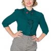 Banned Foxy 50's Blouse Green