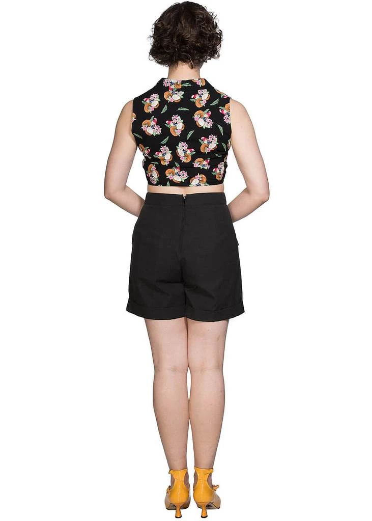 New In Banned Fruit Days 50's Knotted Blouse Black