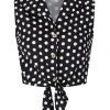Banned Polkadot 50's Knotted Blouse Black