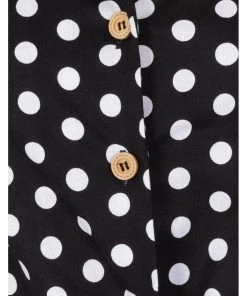 Banned Polkadot 50's Knotted Blouse Black