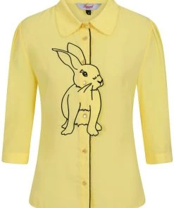 New In Banned Bunny Hop 40's Blouse Yellow
