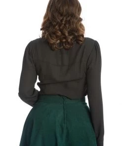 Banned Pocket Cat Christmas 40's Blouse Black