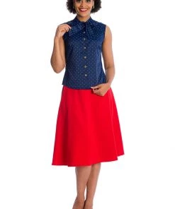 Banned Sea Scape Anchor 50's Blouse Navyblue