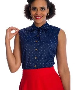 Banned Sea Scape Anchor 50's Blouse Navyblue