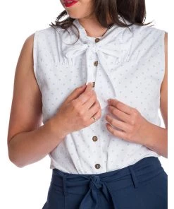 Banned Sea Scape Anchor 50's Blouse White New In