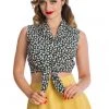 New In Banned Daisy 40's Blouse Black