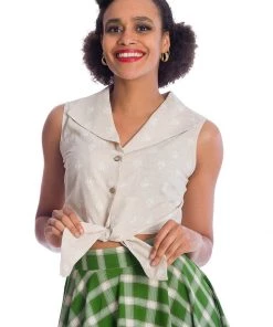 New In Banned Hot Air Balloon Dreaming 40's Blouse Ivory