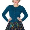 Banned Wendy 40's Pointelle Cardigan Blue New In