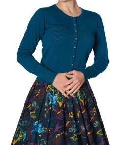 Banned Wendy 40's Pointelle Cardigan Blue New In