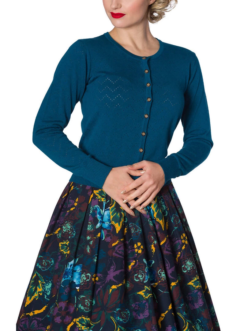 Banned Wendy 40's Pointelle Cardigan Blue New In