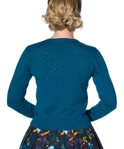 Banned Wendy 40's Pointelle Cardigan Blue New In