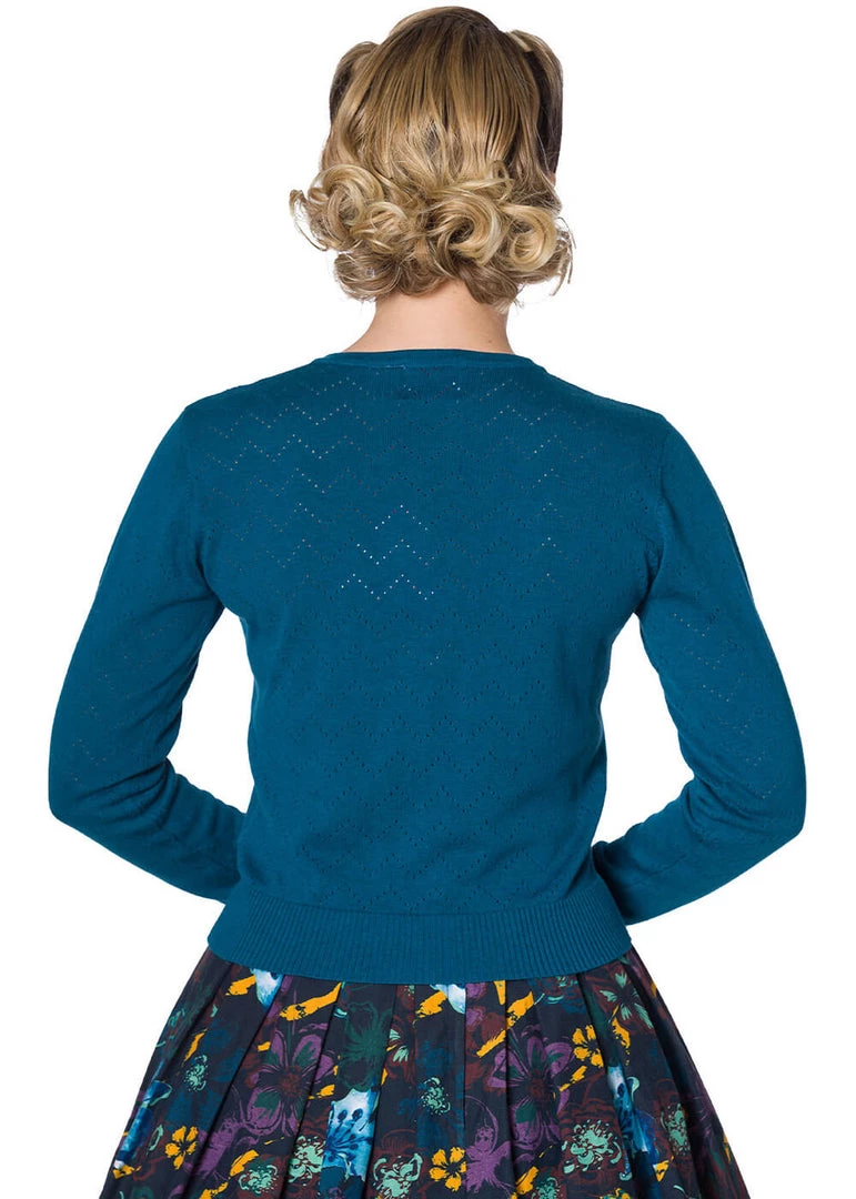 Banned Wendy 40's Pointelle Cardigan Blue New In