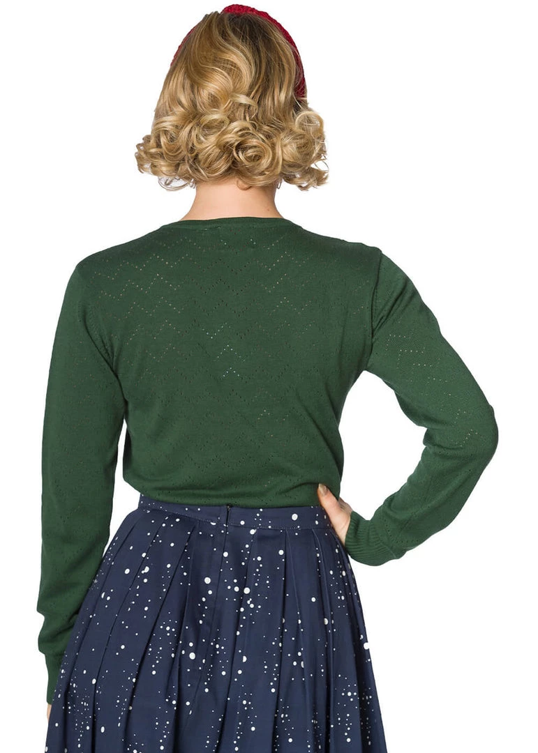 Banned Wendy 40's Pointelle Cardigan Green New In