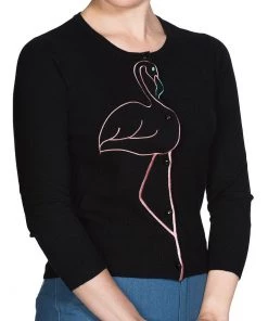New In Banned Flamingo Honnie 50's Cardigan Black