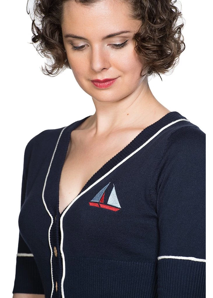 Banned Summer Sail 40's Cardigan Navy Blue New In