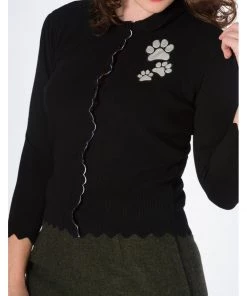New In Banned Foot Print Dog 40's Cardigan Black